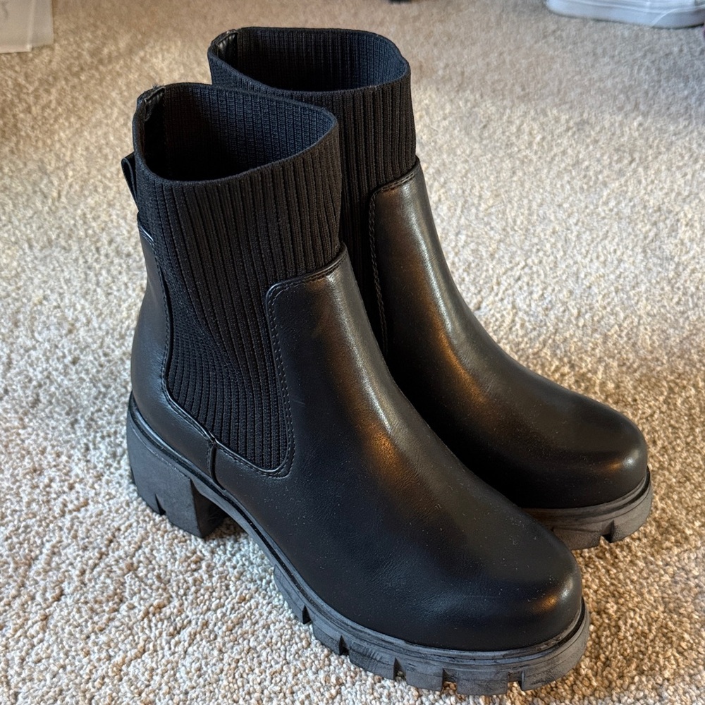 Soda Black Chunky Ankle Boots